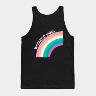 Retro Weekend Vibes For Women Vintage Rainbow Travel Tank Top